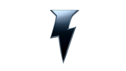 Metallic lightning bolt symbol shiny silver and black isolated on transparent background modern design energy power electricity dynamic bold futuristic strong visual impact