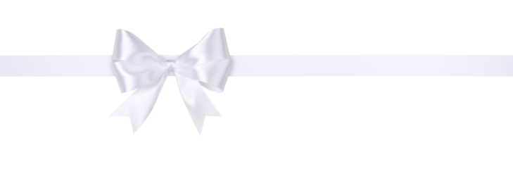White Bow and Ribbon Isolated on White and Png Transparent Background, Clipping Path Included