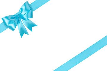 Blue Bow and Ribbon Isolated on White and Png Transparent Background, Clipping Path Included