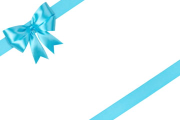 Blue Bow and Ribbon Isolated on White and Png Transparent Background, Clipping Path Included