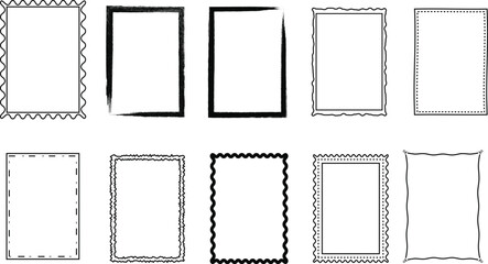 Collection of decorative grunge and ornate rectangle frames border designs