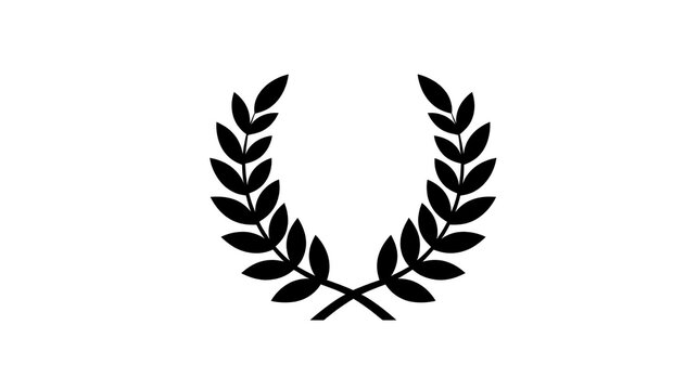 Laurel wreath black silhouette symbolizing victory honor achievement and excellence often used in awards certificates and classical design isolated on transparent background