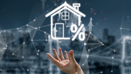 Real estate investment profit illustration showing rising house value, property return, and real...