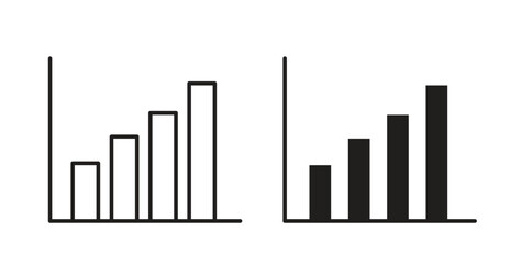 Bar chart icon flat vector illustration. Black Thin Line Icon Emblem Concept © Surya