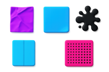 Variety of colorful shapes, including squares and circles