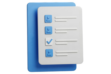 Checklist with completed task isolated on transparent background