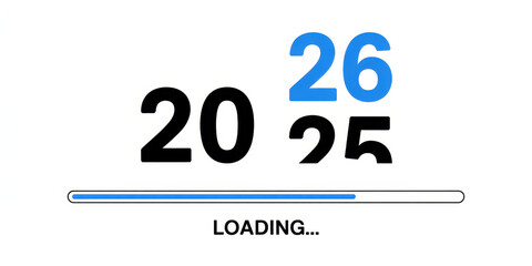 Loading bar illustration showing the years 2025 and 2026 vector design element for websites and presentations isolated on white background