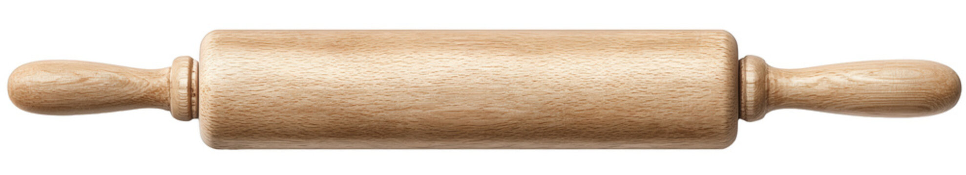 Classic kitchen rolling pin with handles, isolated on transparent background, cooking tool photography, realistic lighting
