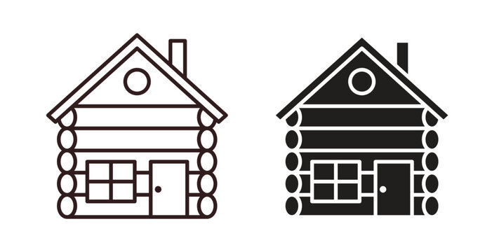Cabin icon flat vector illustration. Black Thin Line Icon Emblem Concept