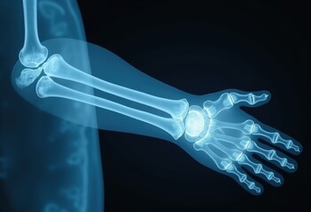 Fototapeta premium Detailed Visual of Broken Arm Fracture Radiology Image Capturing Complex Bone Structures
