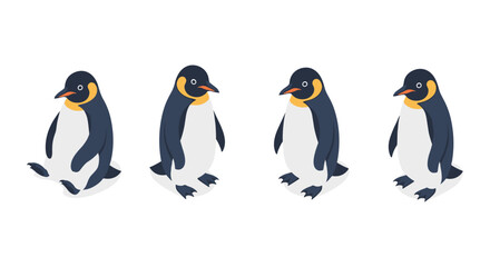 Obraz premium Cute flat style penguin cartoon set on white background