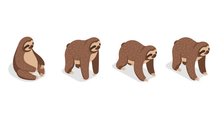 Obraz premium Isometric sloth sequence in motion for animation projects