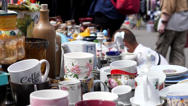 Products on the flea market, embracing conscious consumption and sustainable fashion