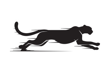 Silhouette of a powerful black panther in full sprint motion