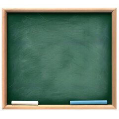 A green school chalkboard isolated on a transparent background.