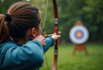 Archer Focused Sharp Arrow Target Bullseye Precision Skill Challenge Aiming Success