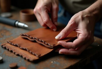Custom Handcrafted Leather Wallet Detail Craftsmanship Unique Aesthetic Artisan Goods