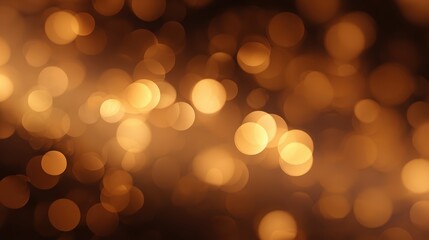 Warm golden Christmas bokeh lights softly glowing in the darkness, festive abstract holiday atmosphere