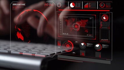 High-tech global network connection interface showing worldwide digital communication, data exchange, and internet connectivity. Global connection, data interaction, and worldwide communication. Thunk