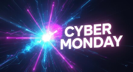 Cyber Monday Neon Explosion Sale Banner