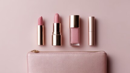 Cosmetics and feminine accessories flat lay, elegant styling for beauty and fashion concept