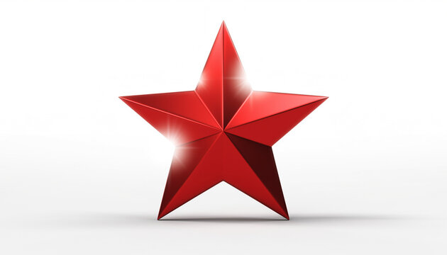 Christmas red star ornament with minimalist composition on white background