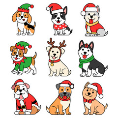 christmas dogs cartoon costume collection