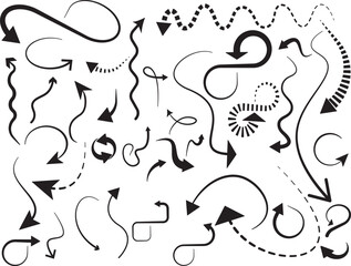 Obraz premium Hand-Drawn Doodle Arrows Set – Sketchy Curved, Wavy & Decorative Arrows