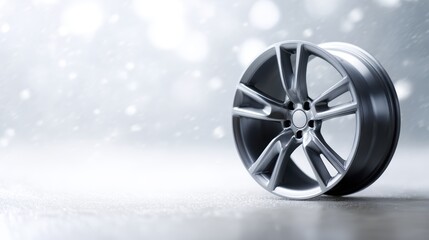 Premium winter wheel with aluminum alloy rim, crisp studio lighting on white background