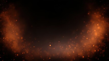 Fototapeta premium Fiery particles glowing softly in black space, warm embers forming symmetrical frame