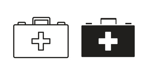 Fototapeta premium First aid icon flat vector illustration. Black Thin Line Icon Emblem Concept