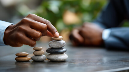 Hand gesture adjusting equilibrium device with activity weights defocused scene priority management visual life choices balancing personal professional distribution with copy