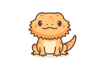 Fototapeta premium Cute cartoon bearded dragon character in simple style on white background