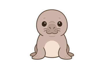 Naklejka premium Cute cartoon seal pup on a white background