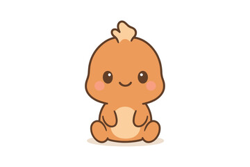 Naklejka premium Adorable kawaii dinosaur baby character in cute style with happy expression