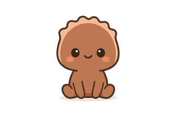 Obraz premium Cute cartoon dinosaur character with smiling face in simple style