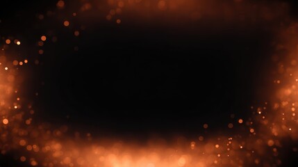 Fiery particles glowing softly in black space, warm embers forming symmetrical frame