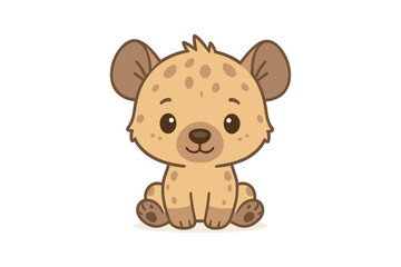 Obraz premium Cute cartoon hyena cub sitting with adorable expressions on white background