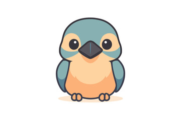 Obraz premium Cute cartoon bird in minimalist style on white background
