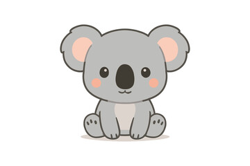 Fototapeta premium Cute kawaii style koala sitting on white background