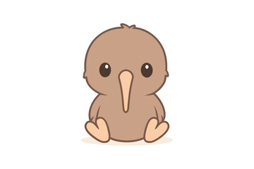 Obraz premium Cute cartoon kiwi bird on white background for kids