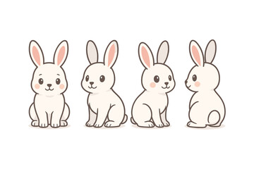 Obraz premium Adorable cartoon rabbits in multiple poses