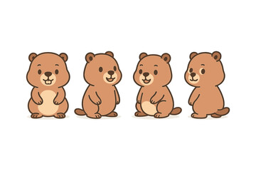 Obraz premium Cute cartoon bear set in various poses for children's design projects
