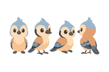 Fototapeta premium Cute cartoon bluebirds in different poses