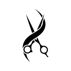 Hair Scissors Black Silhouette Logo Design