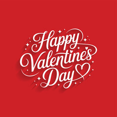 Happy Valentine’s Day Typography Design – Romantic Red Background Greeting Card