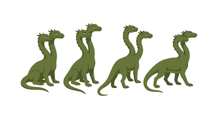 Naklejka premium Cartoon hydra with multiple heads in a flat design style