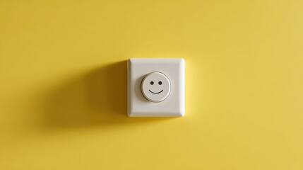 Day off concept, on/off toggle switch with smiley icon, positive mental health theme