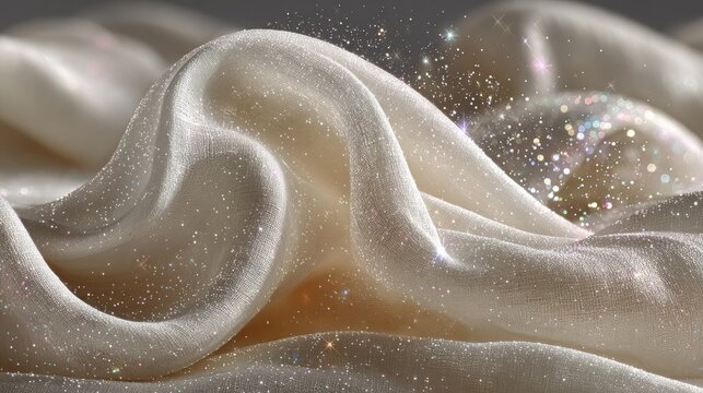 Elegant silk fabric with sparkling glitter and soft waves