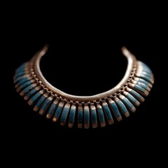 Ancient Egyptian ceremonial necklace, detailed craftsmanship, front isolated view